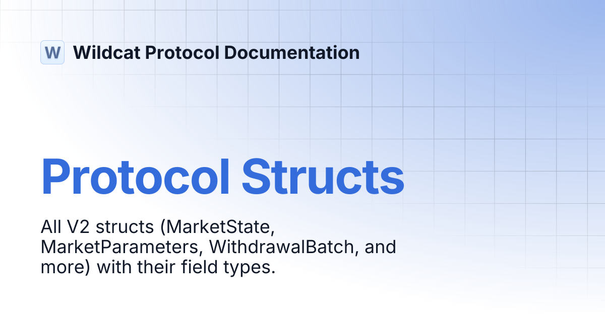 Protocol Structs | Wildcat Protocol Documentation