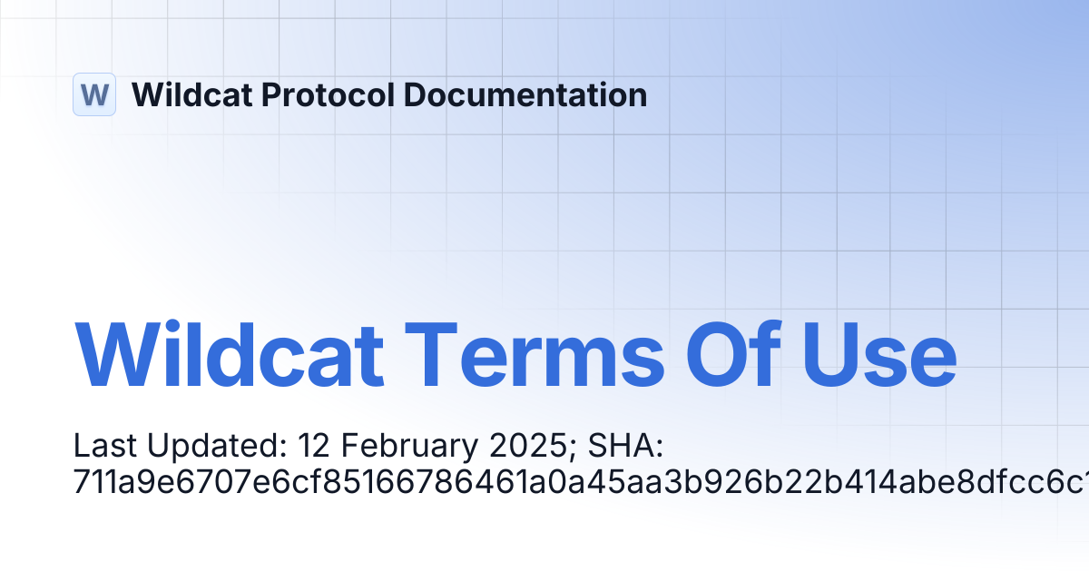 Wildcat Terms Of Use | Wildcat Protocol Documentation